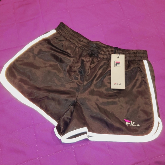N.W.T. Fila shorts shiny black satin - Picture 3 of 16